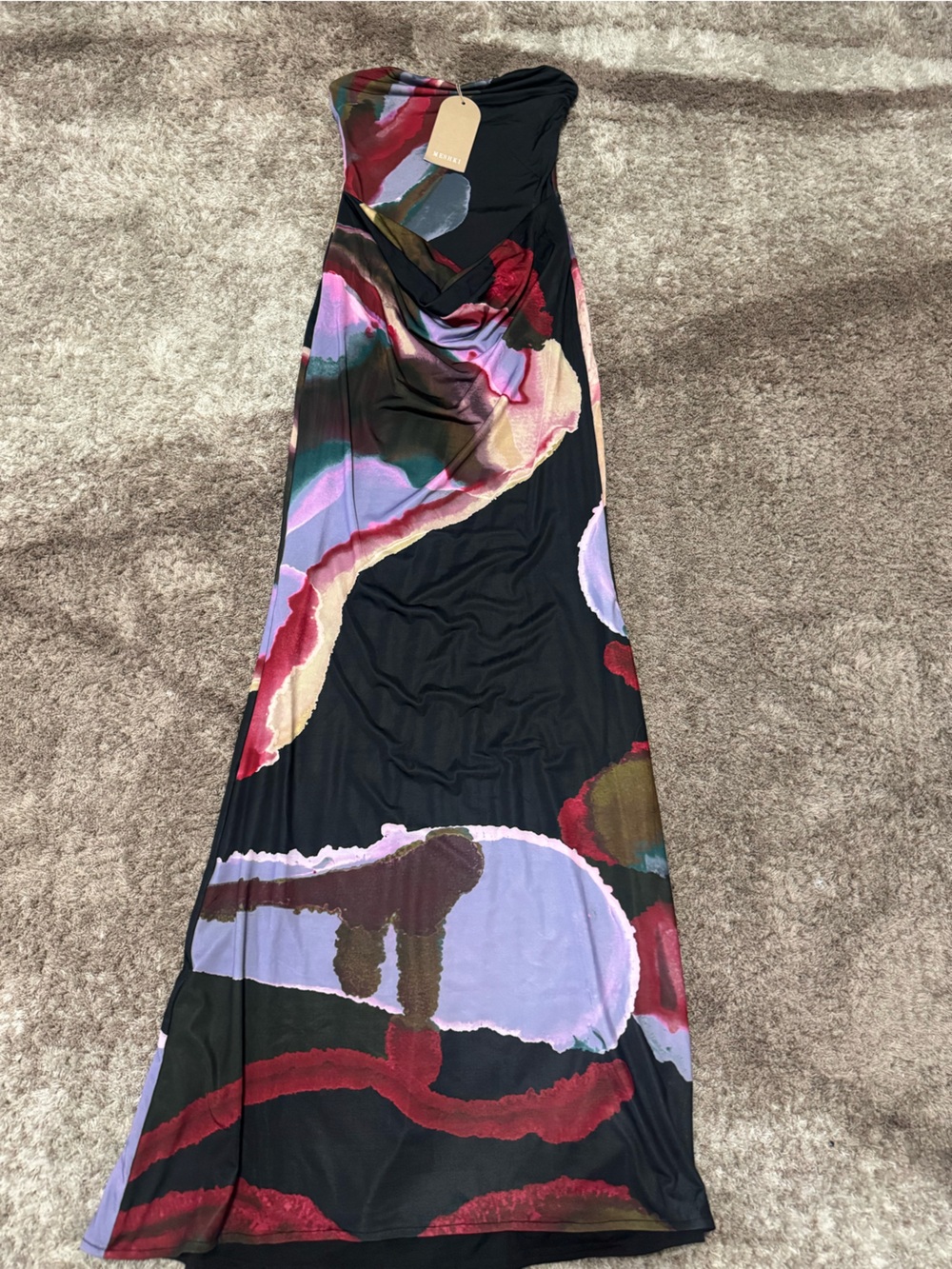 Meshki Madison
Strapless Slinky Maxi Dress - Multi Fluid Reverie Print